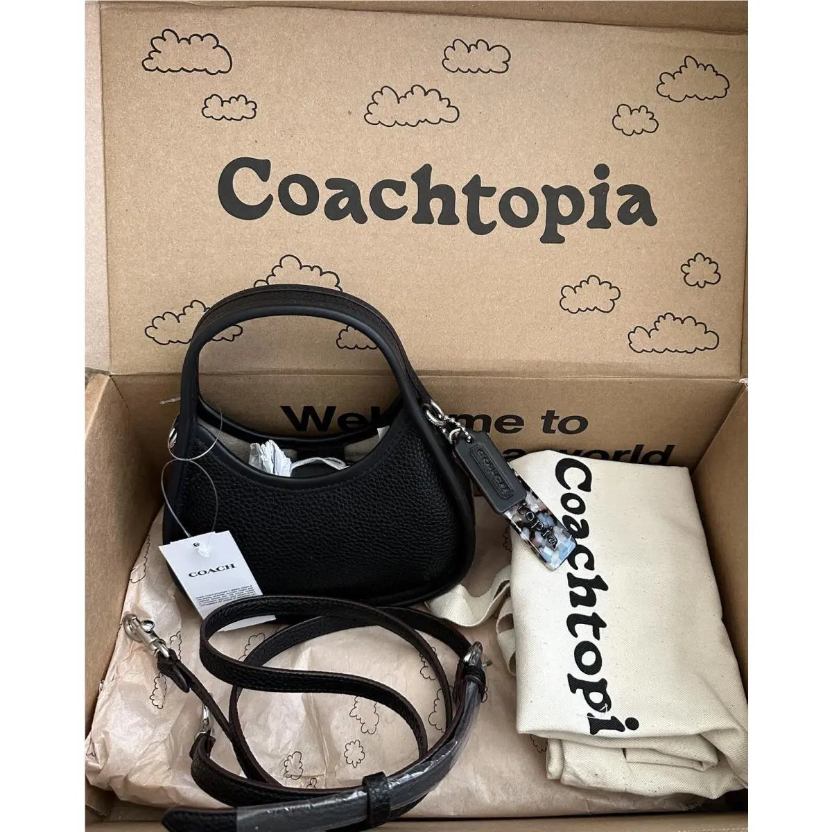 Coach Ergo Mini Coachtopia Black Pebble Leather Crossbody Bag CO662
