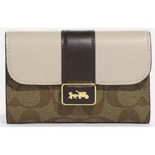 Coach Grace Medium Wallet in Signature Canvas and Chalk Leather CC060