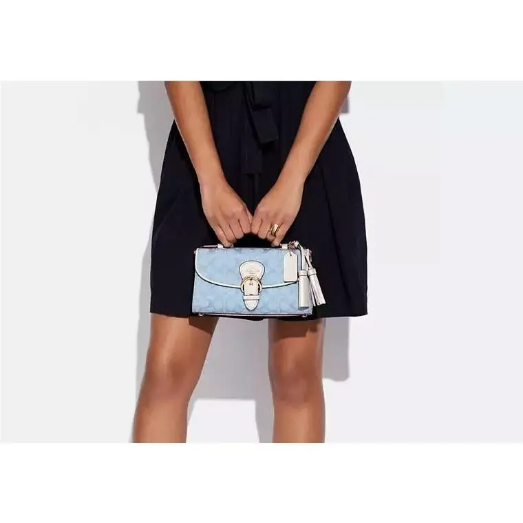 Coach Kleo Signature Chambray Top Handle Bag Denim Multi C8513