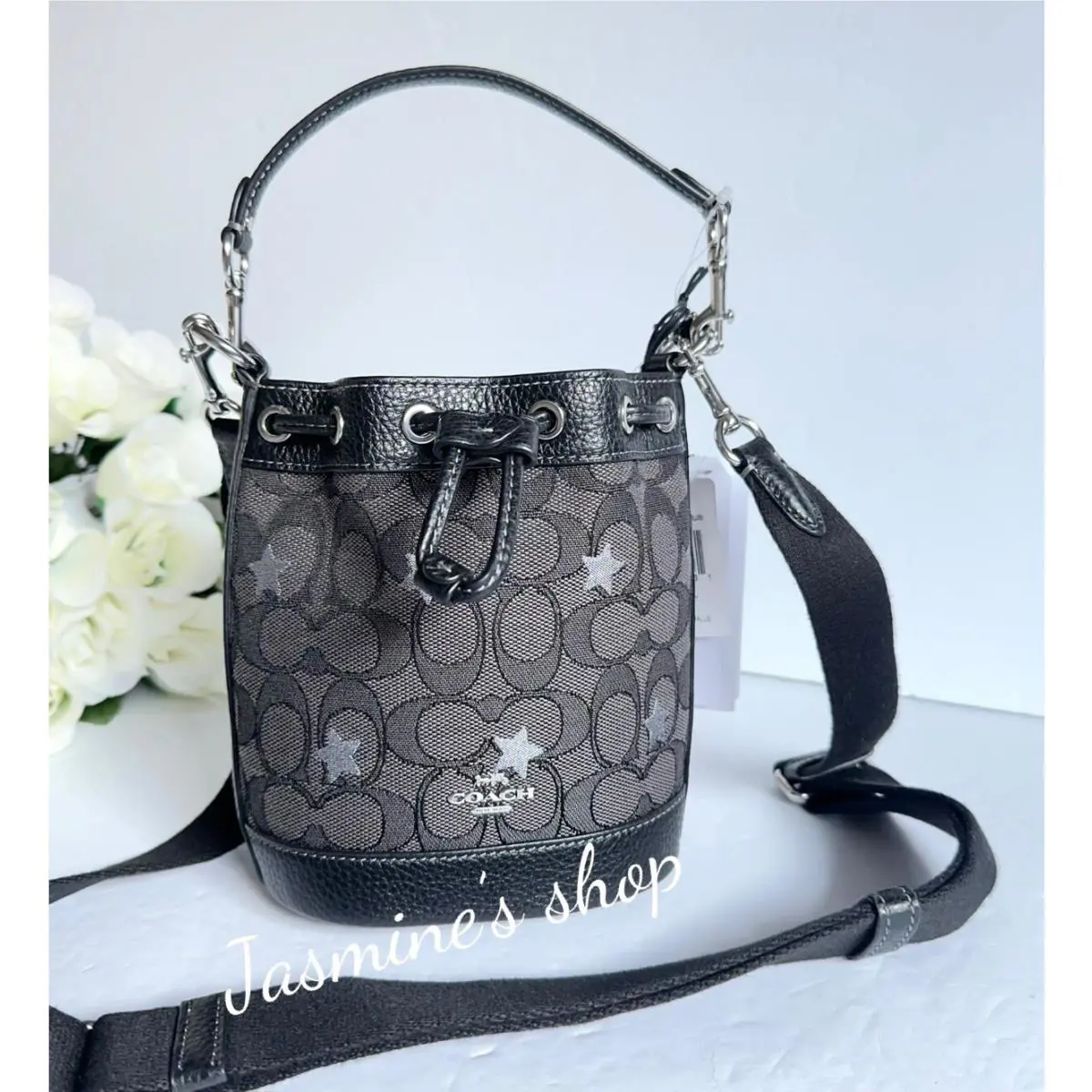 Coach Mini Dempsey Bucket Bag In Jacquard with Star Embroidery CP015