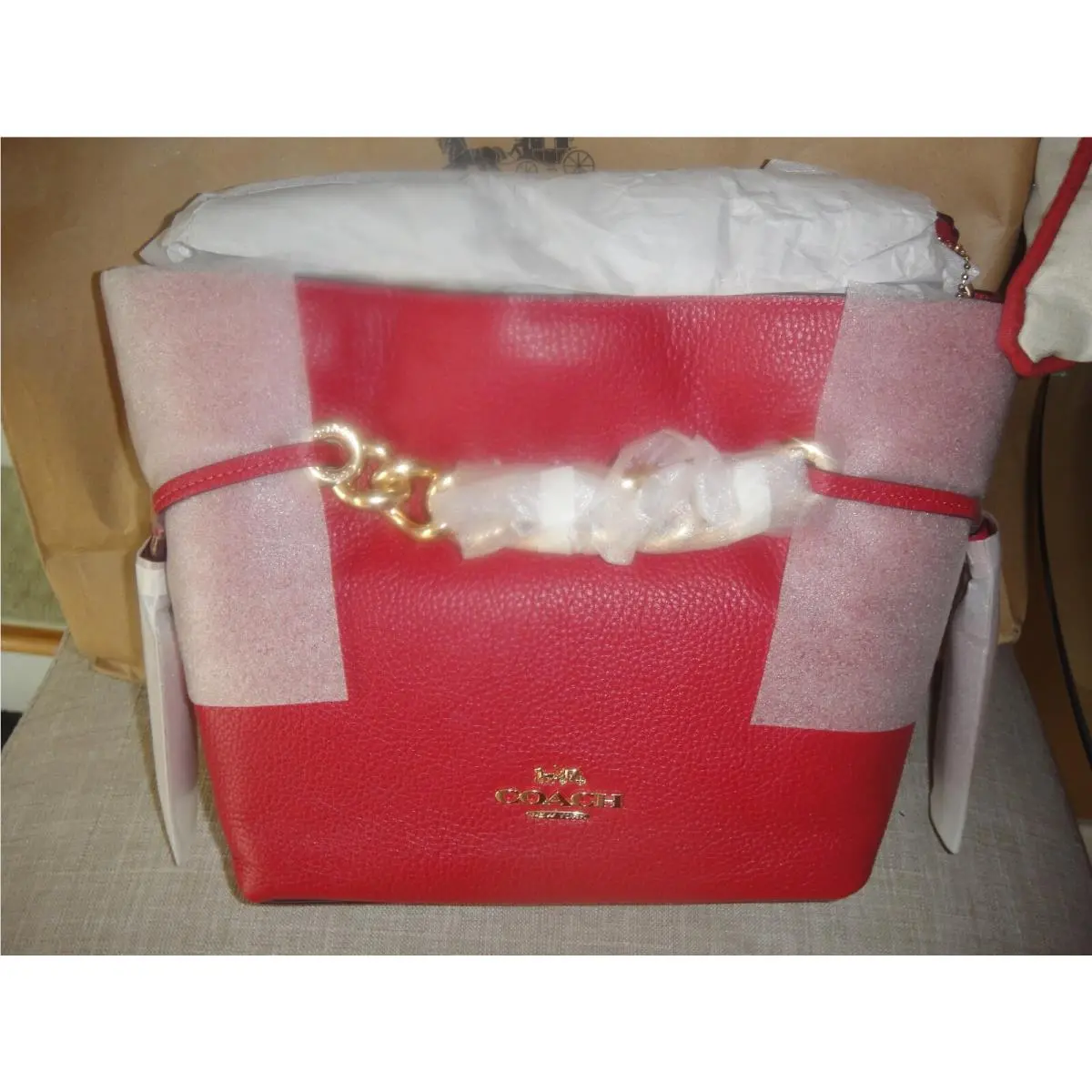 Coach Andy Crossbody Bag In Red Apple Chunky Chain.$428.00 .100%
