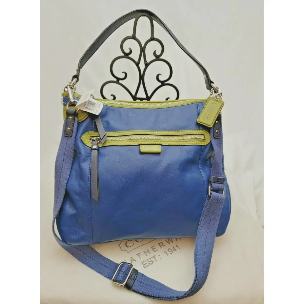 Coach Daisey Spectator - N W S Dark Blue Leather with Green Trim