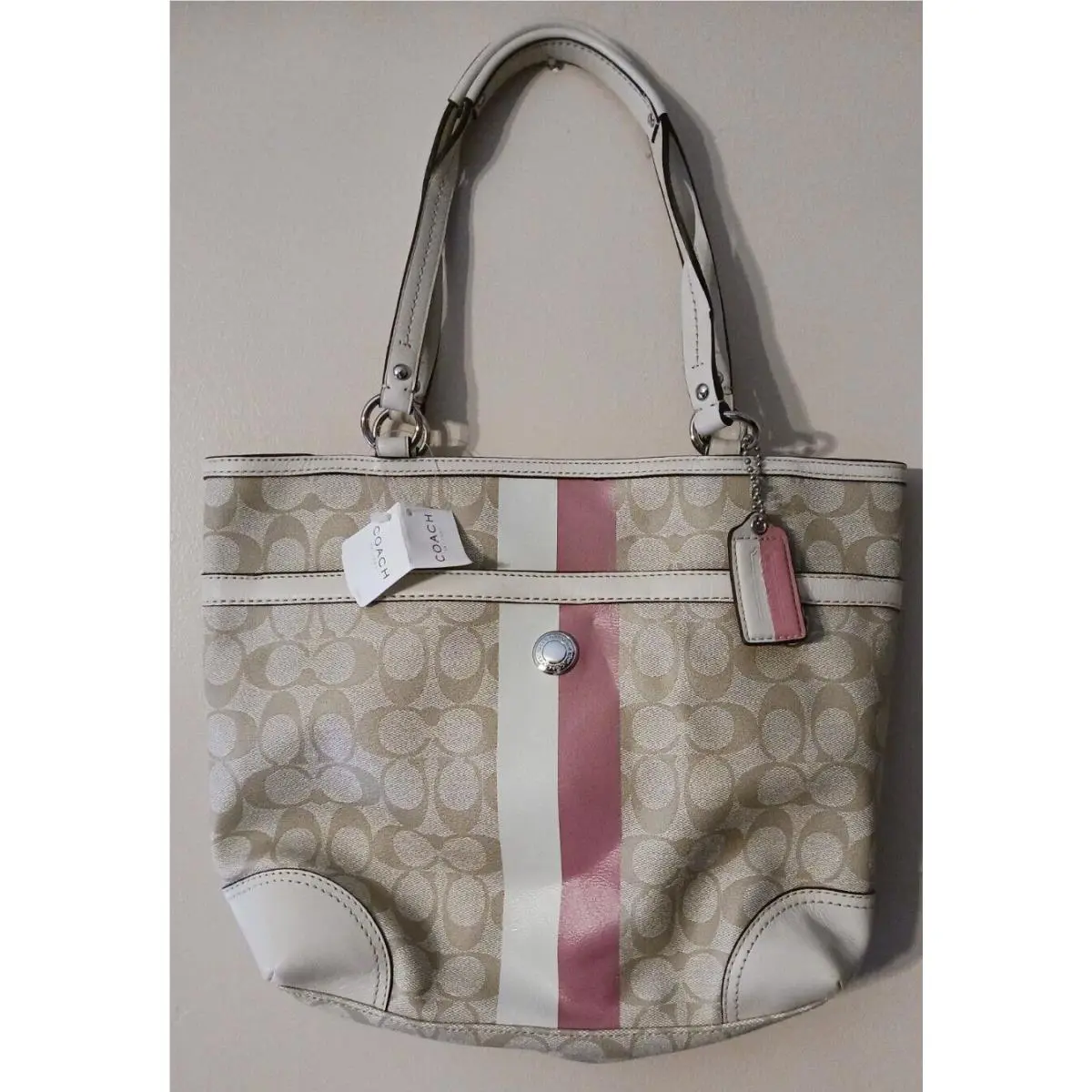 Coach Leather Signature Heritage Pink/beige F14477