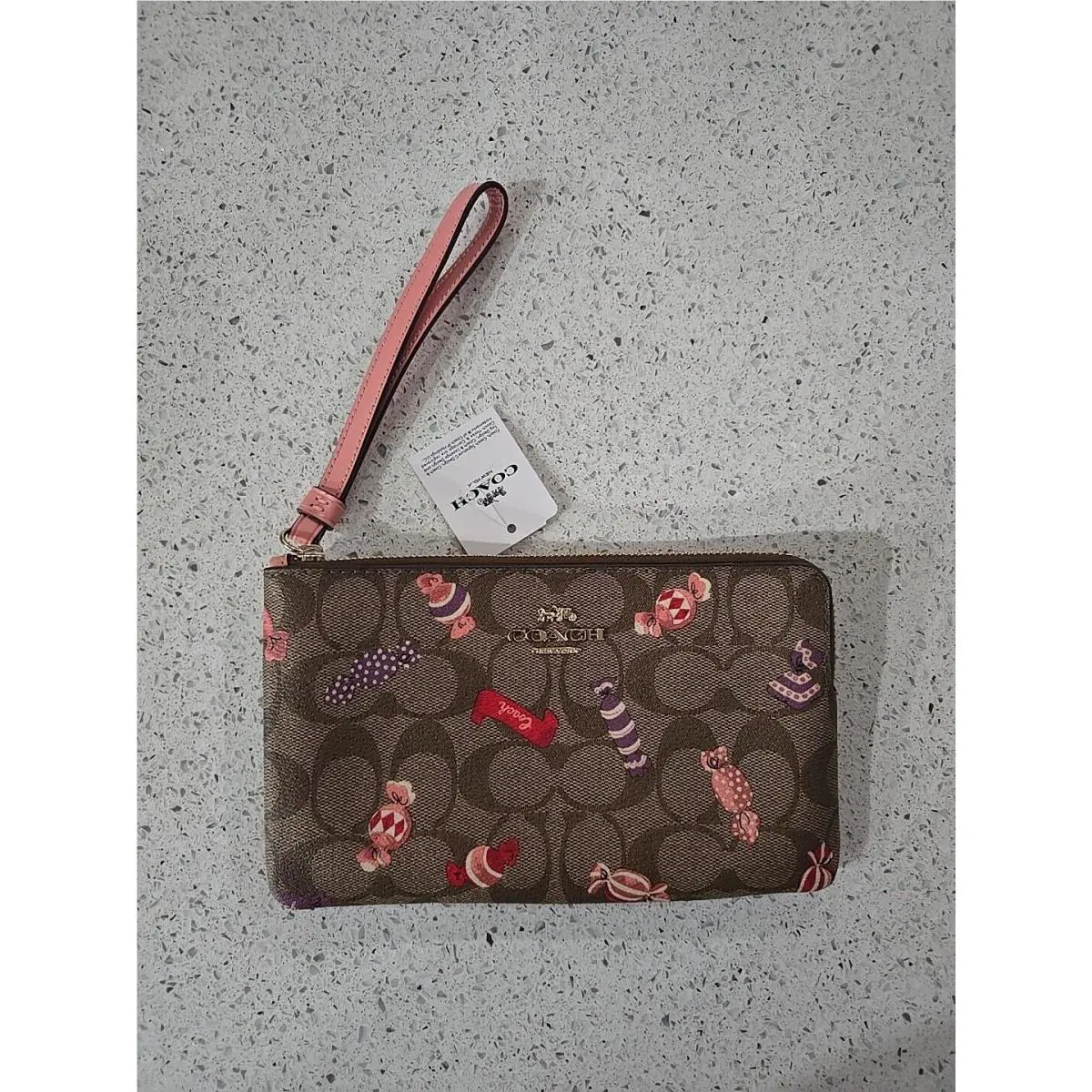 Large Corner Zip Wristlet In Signature Canvas with Candy Print C1892 by Coach