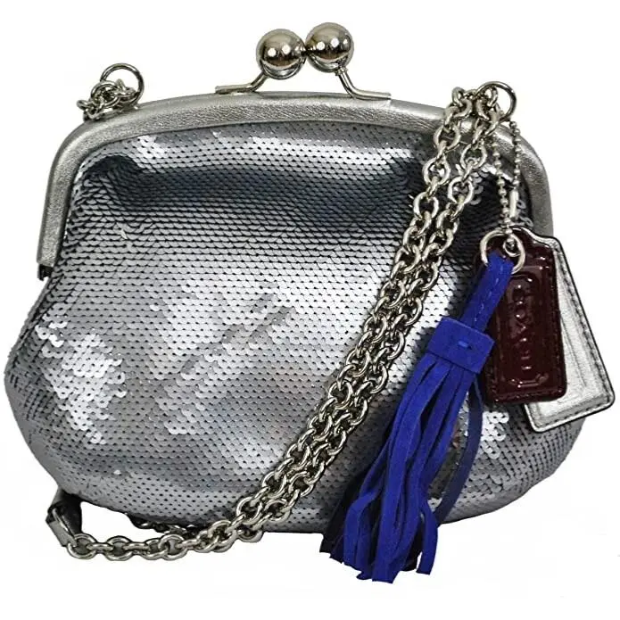 Full Price Coach 21218 Poppy Silver Pewter Sequin Bag Below Retail