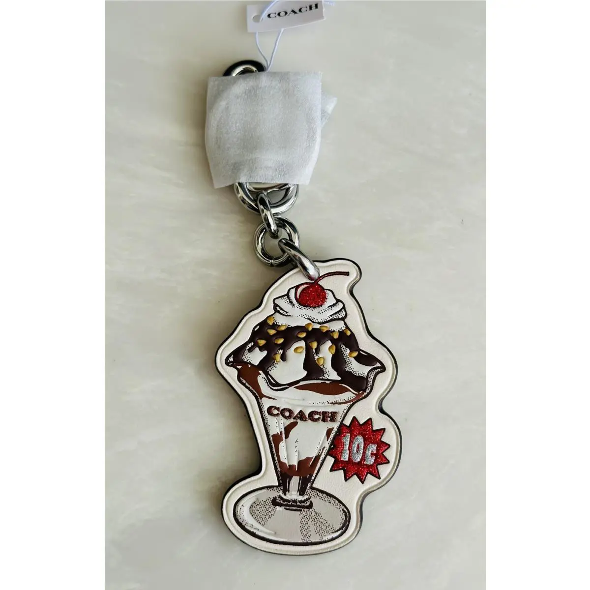 Coach Ice Cream Sundae Chalk/multi Leather Bag Charm Fob CU306