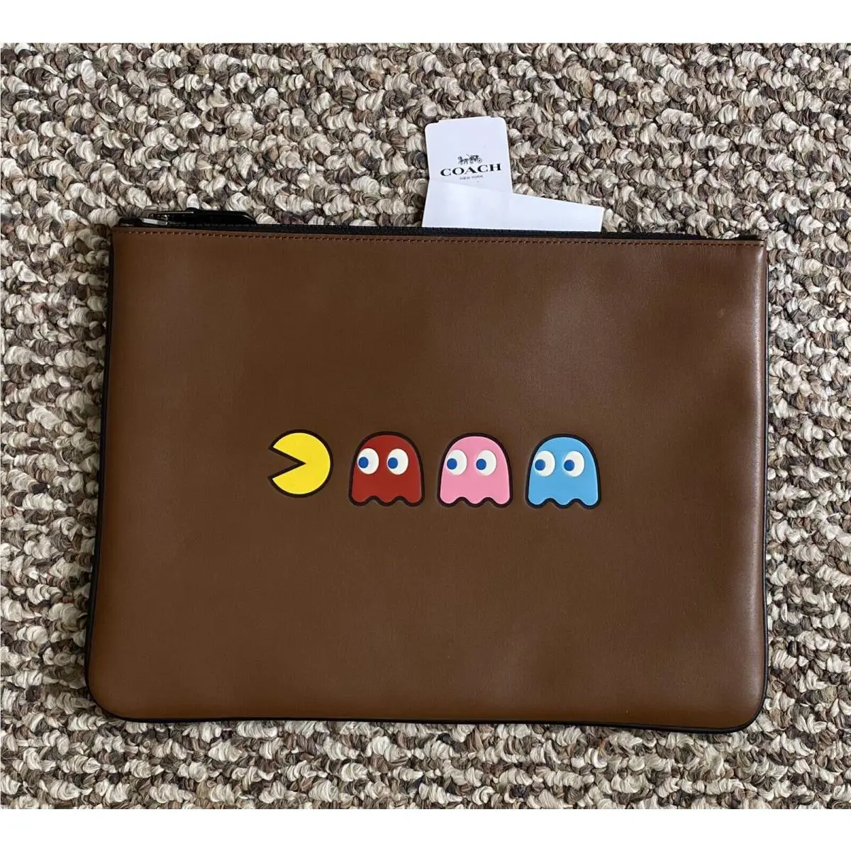 Coach Saddle Leather Pacman Large Zip Pouch 73648