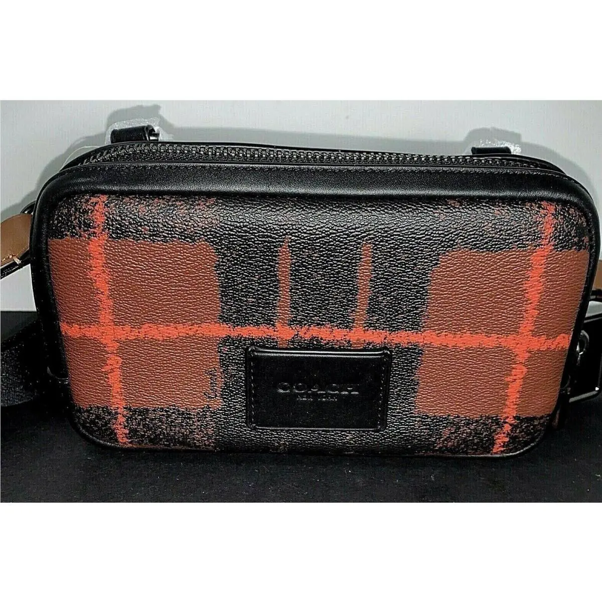 Orange Multi Window Pane Print Phone Crossbody Bag C6819 by Coach