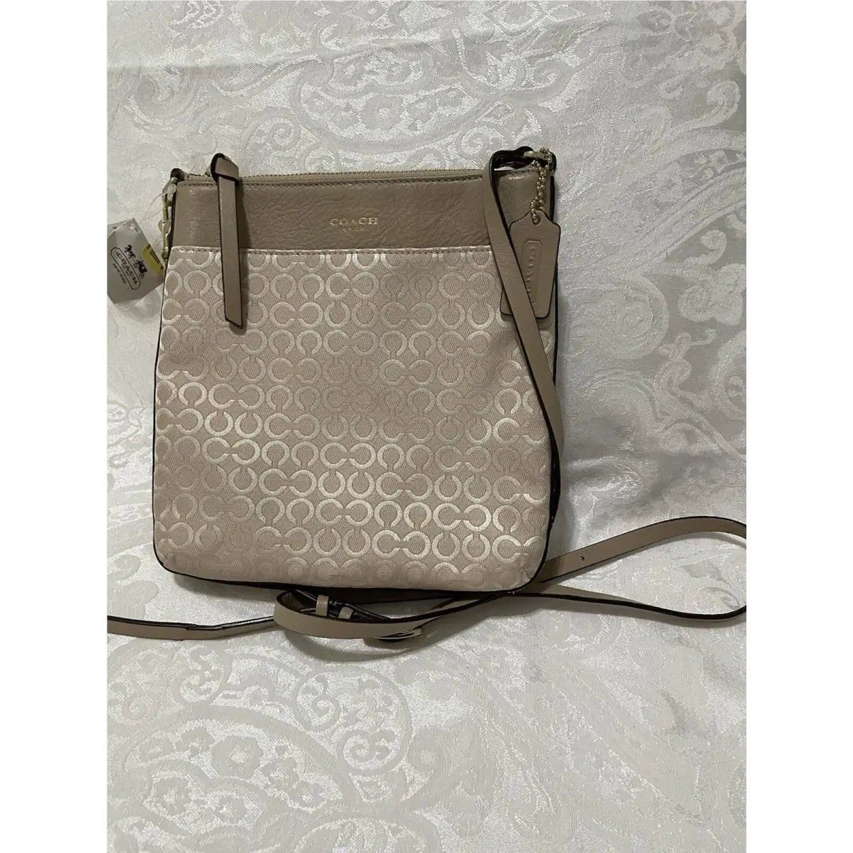 Coach Madison OP Art North South Swingpack Crossbody Peach Rose