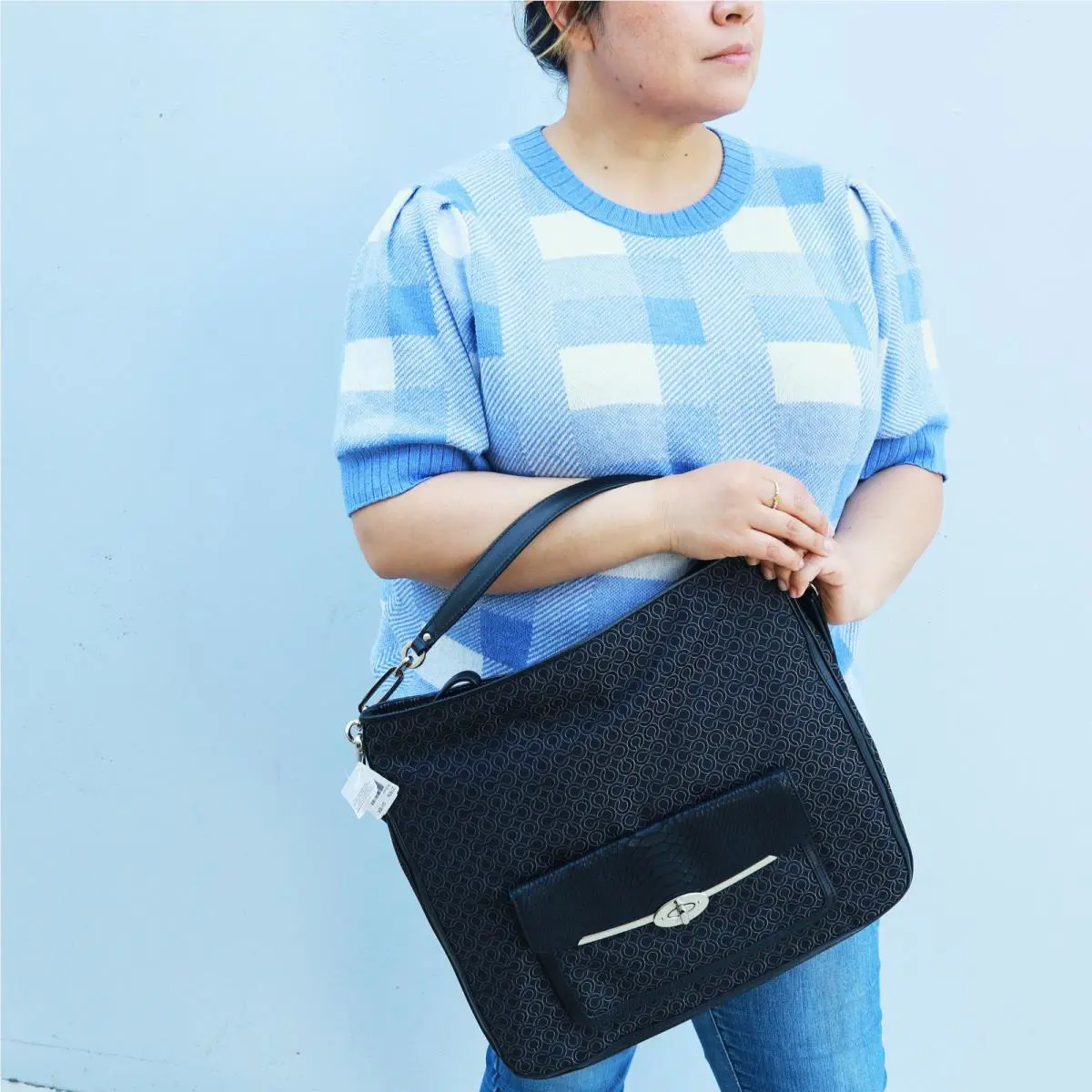Coach Turnlock Two Way Hobo Shoulder Bag Black