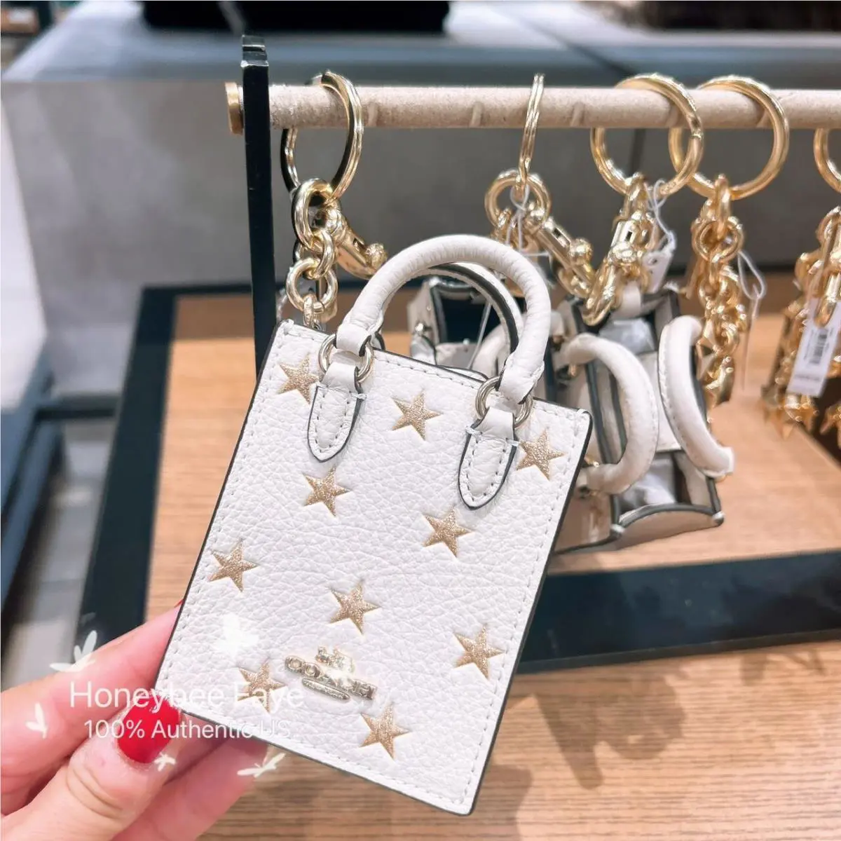 Coach North/south Mini Tote Bag Charm with Star Print CX074
