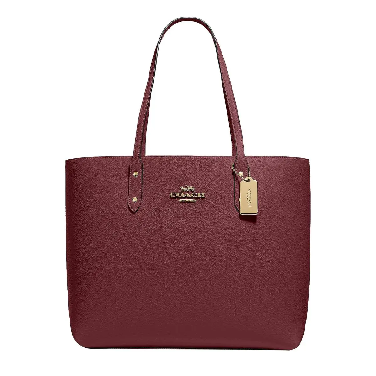 Coach Leather Town Tote in Wine. 15 x 6 x 12 with Upright Handles