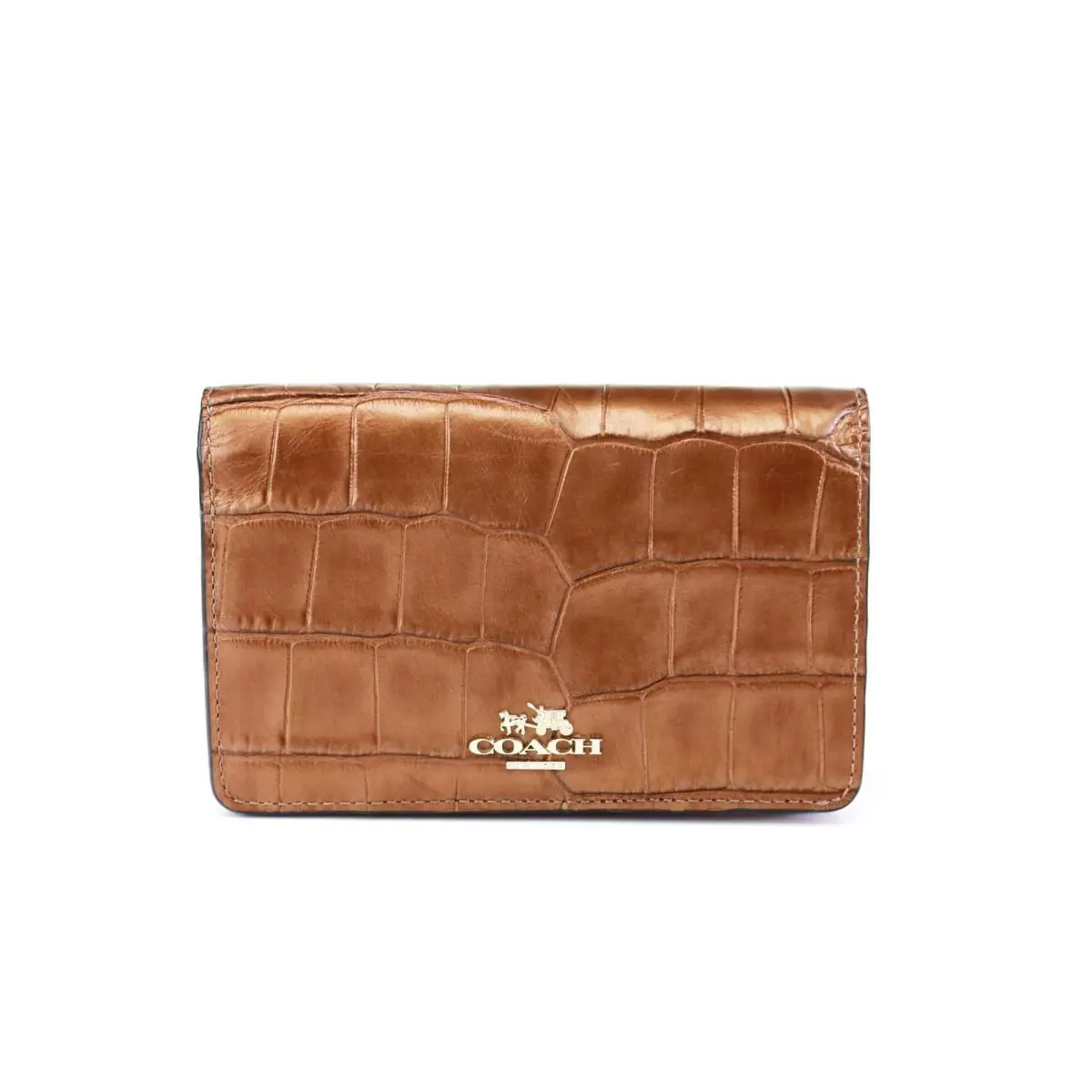 Coach Croc Leather Medium Wallet w Coin Compartment Bronze