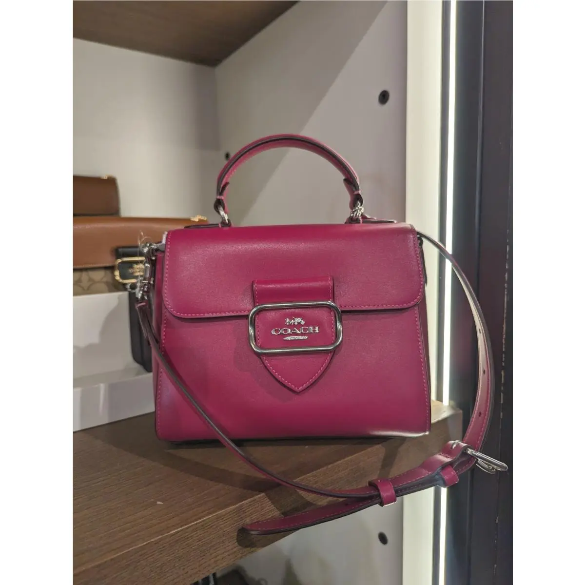 Coach CO934 Morgan Top Handle Leather Satchel Handbag Crossbody Bright Violet