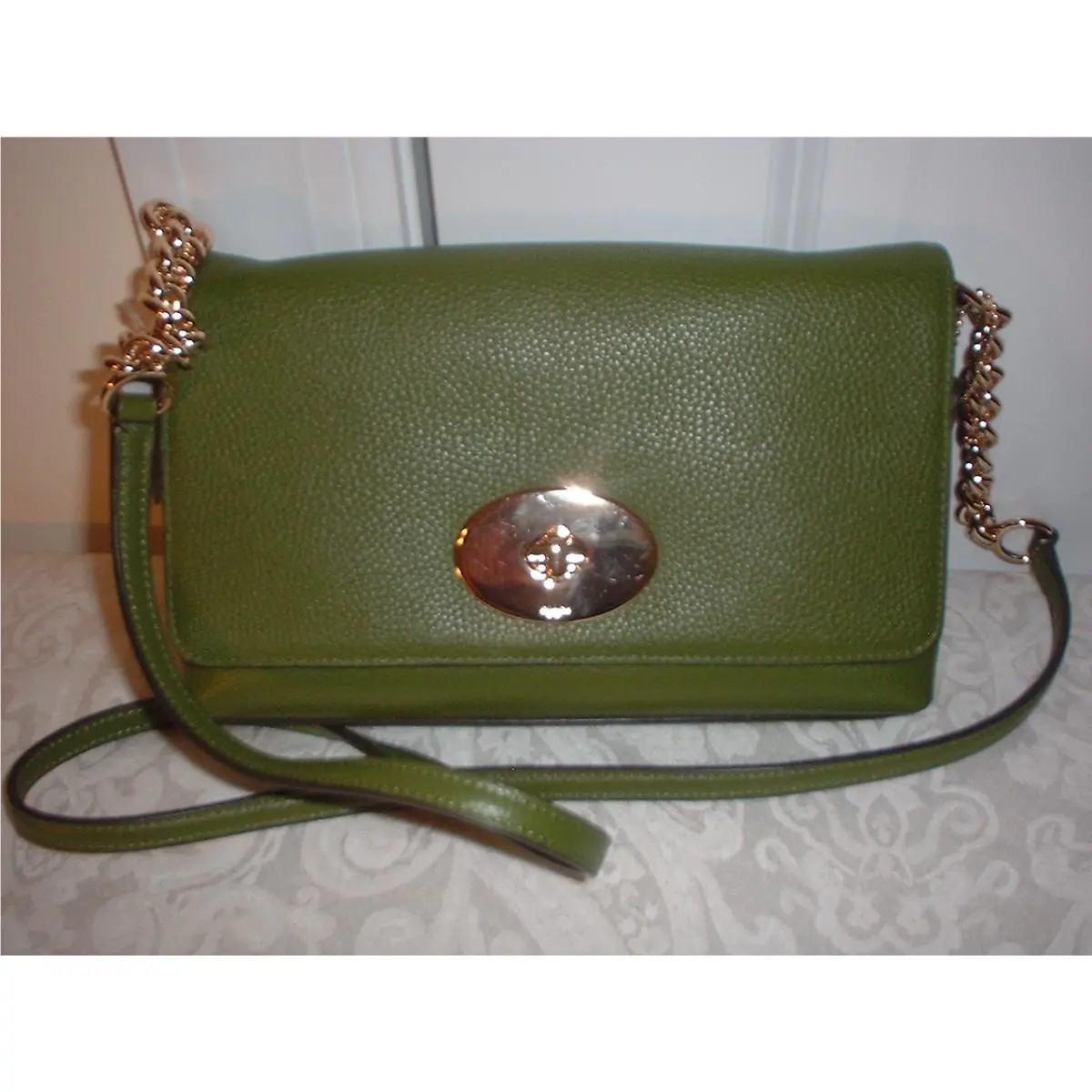 Coach Pebbled Leather Crosstown Crossbody Handbag Moss 53083