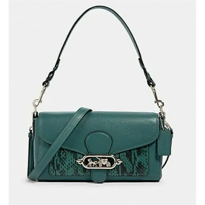 Coach Green Leather Handbag Crossbody Jade Snake 91034
