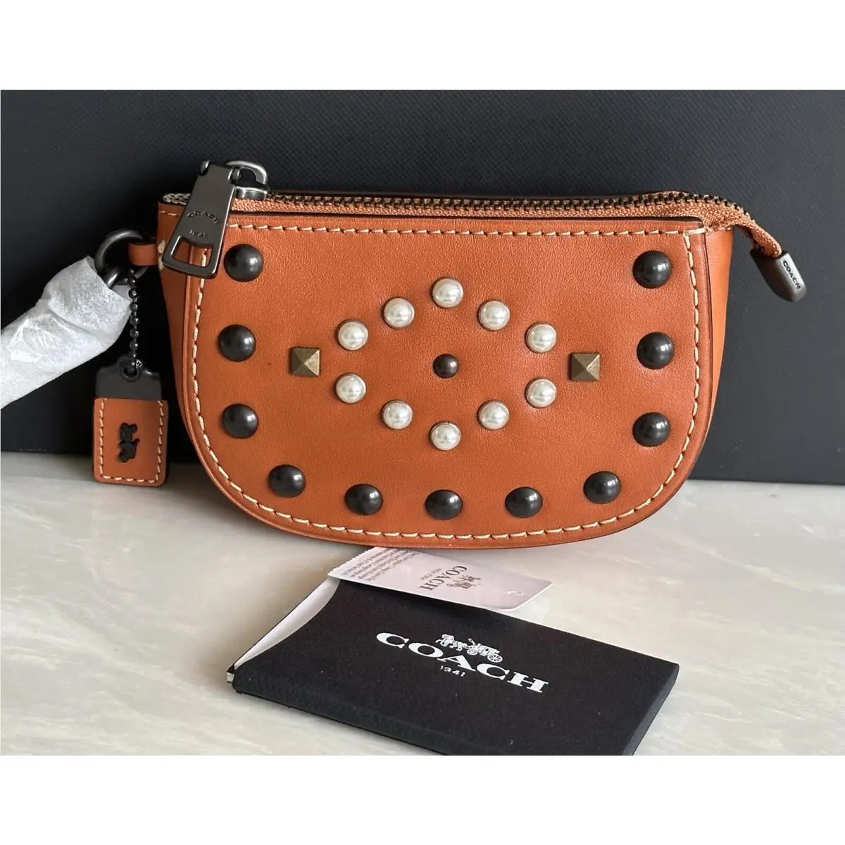 Coach Ginger Suede Western Rivets Small Pouch 57194