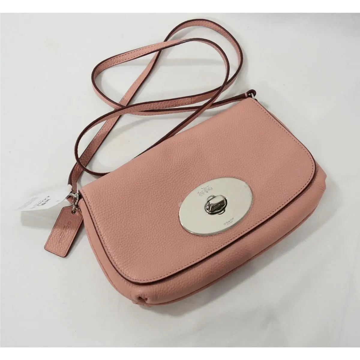 Coach F52896 Liv Pebbled Leather Crossbody Bag / Clutch in Pink