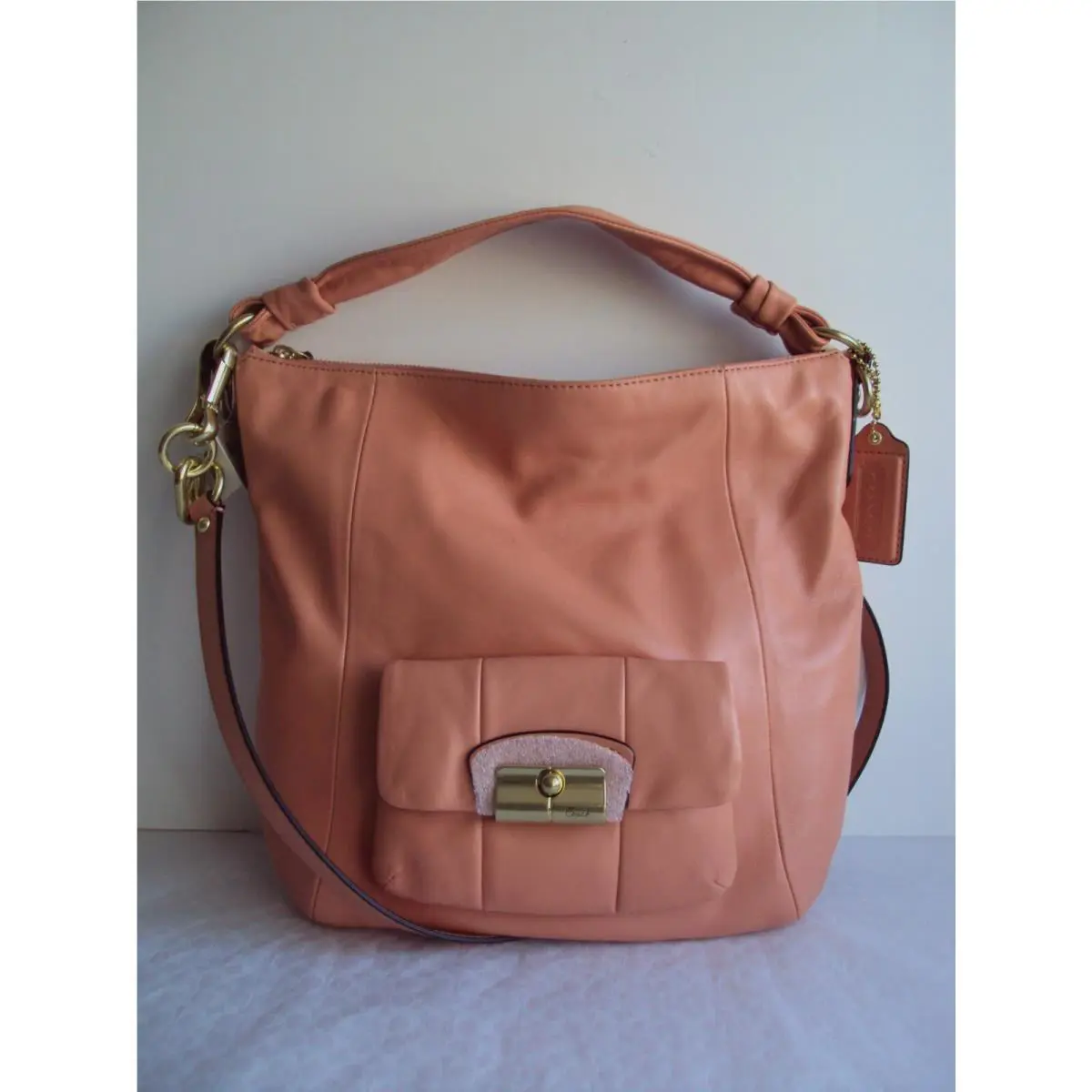 Coach 14783 Kirstin Leather Hobo Bag Peach