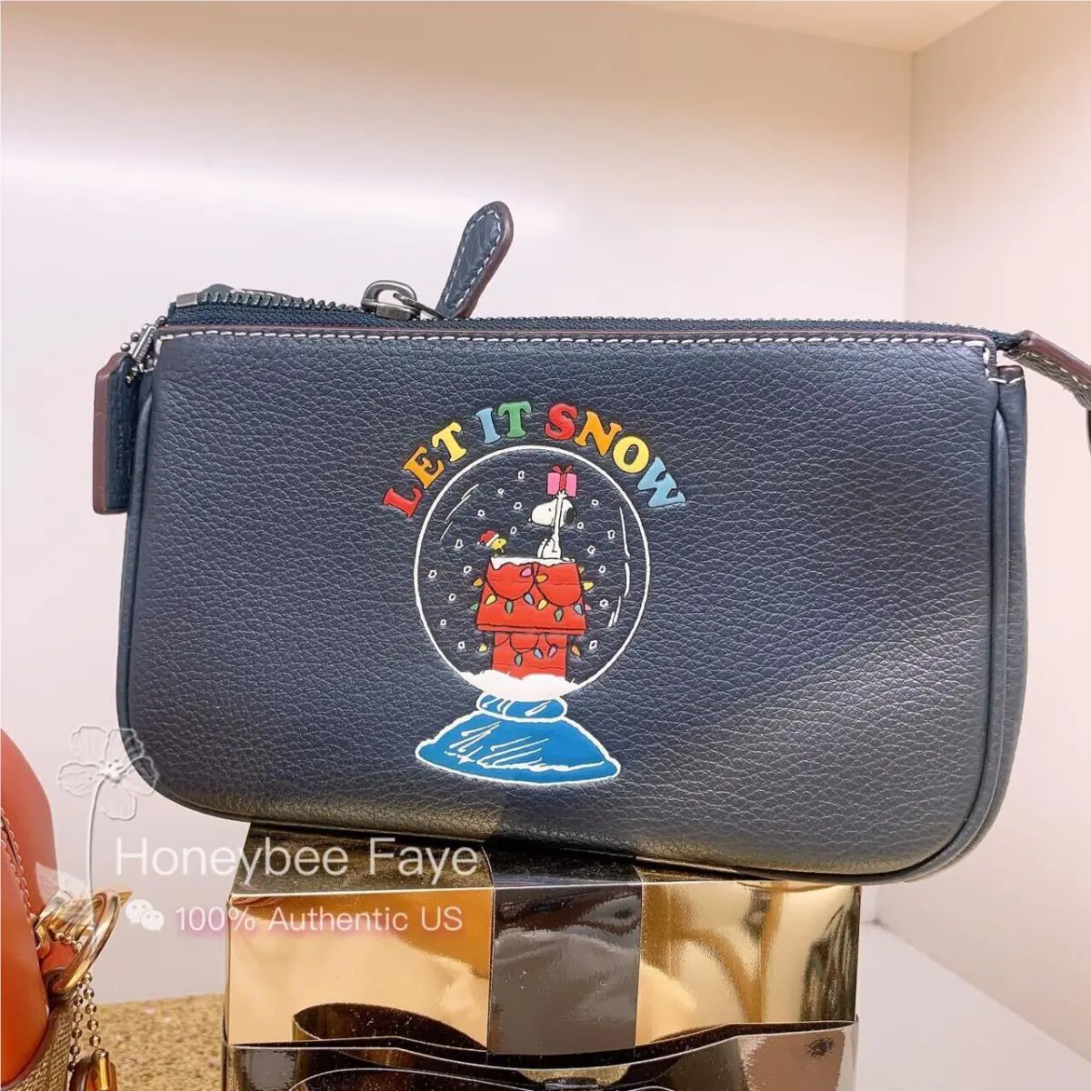 Coach X Peanuts Nolita 19 with Snoopy Let It Snow Motif CE859