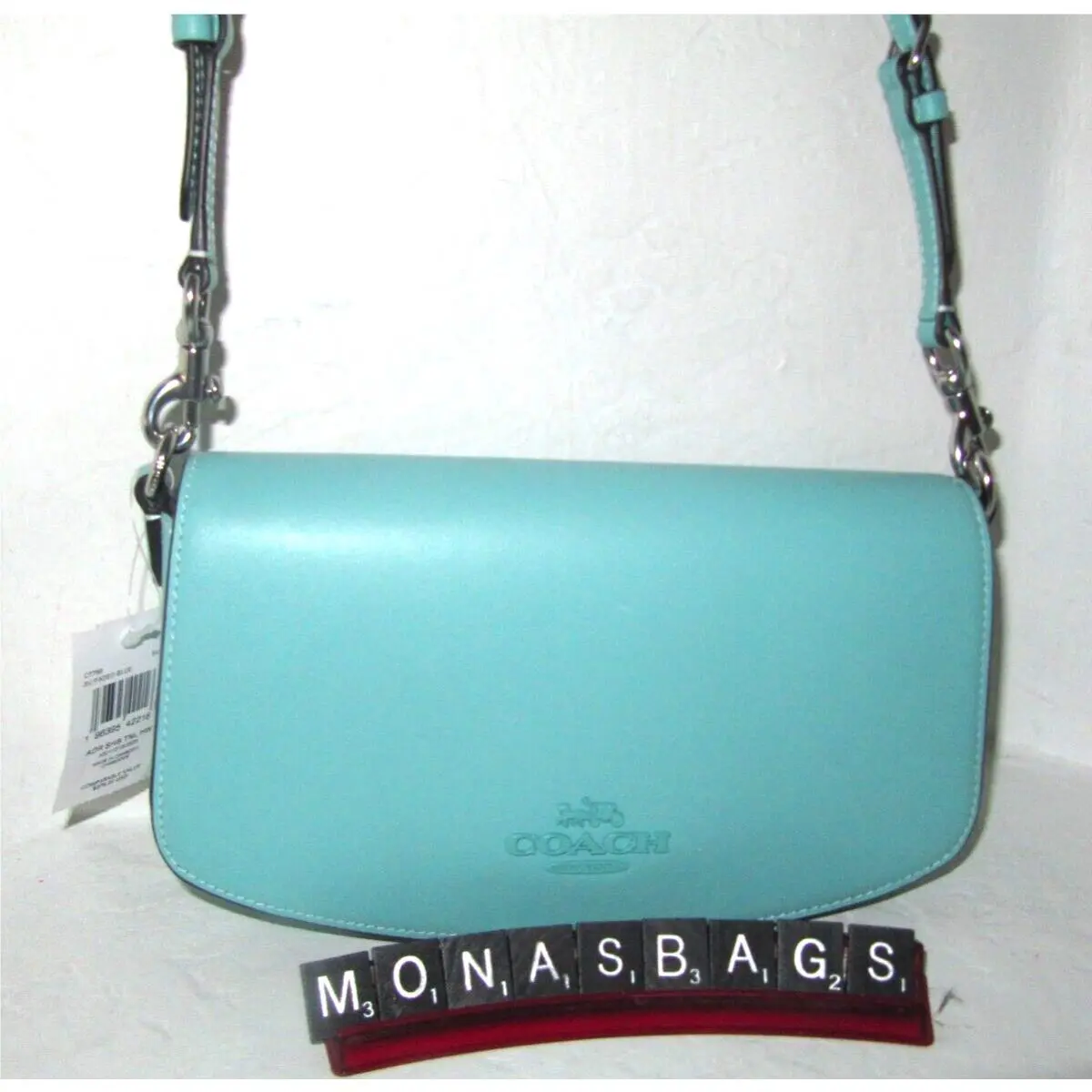 Coach CT768 Andrea Shoulder Bag Faded Blue Smooth Leather