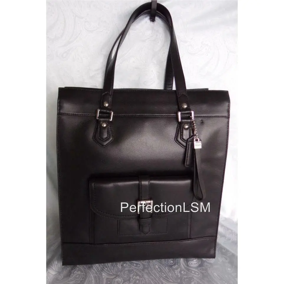 Coach 27823 Charlie Black Leather North South Tote First Class Business