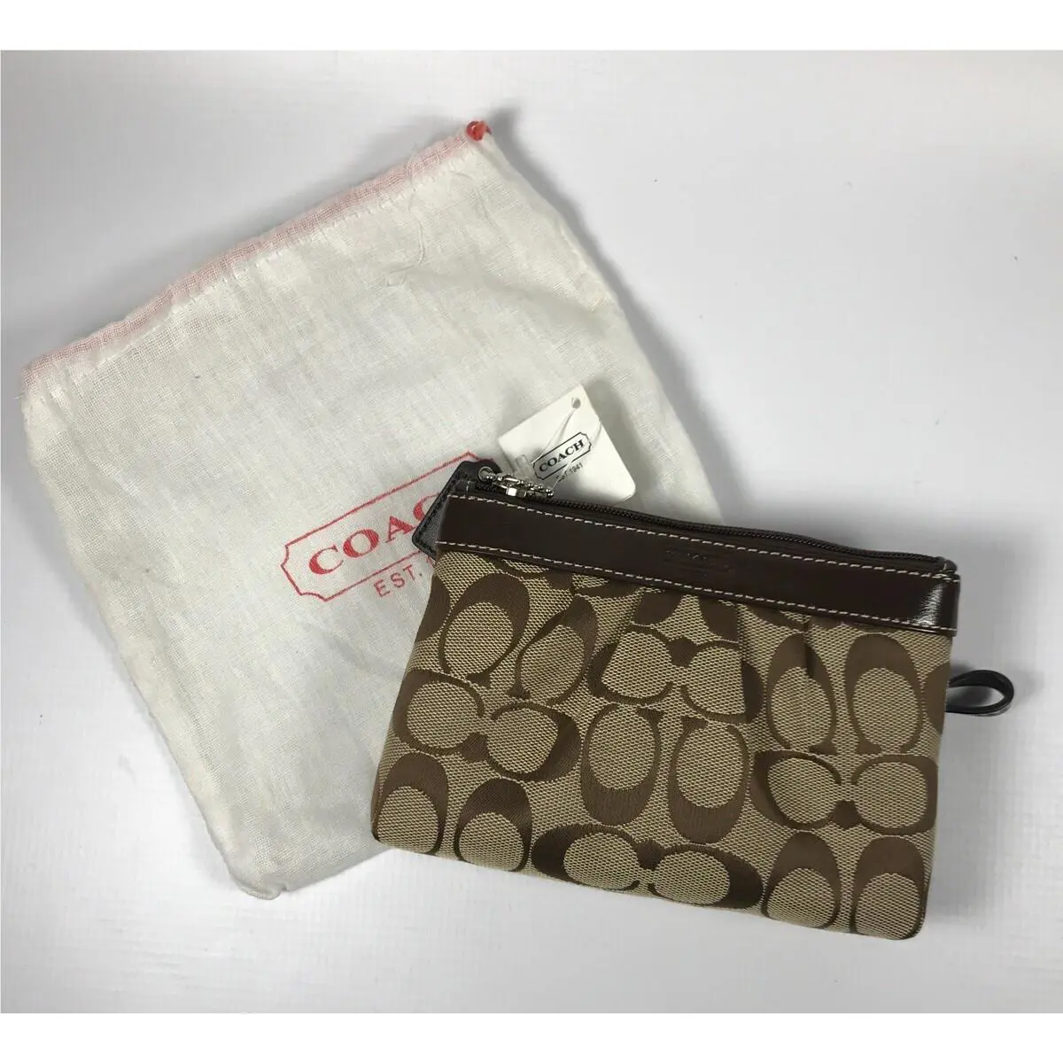 F43434  Signature Pleated Wristlet by Coach