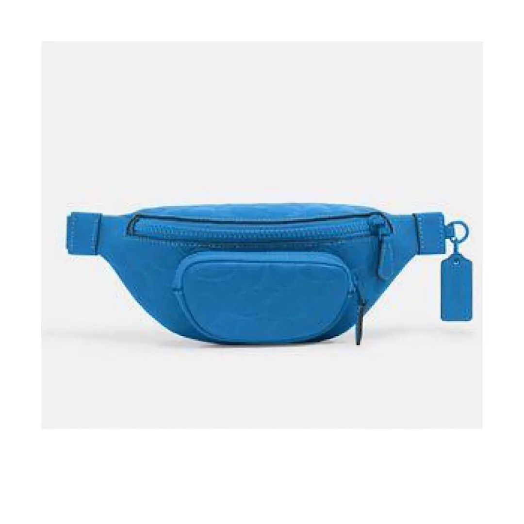 Coach Signature Leather Sprint Mini Belt Bag CH073 Color Blue Jay