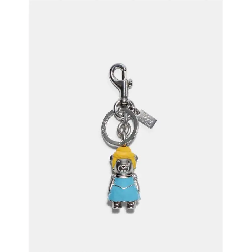 Disney X Coach Enamel Cinderella Bear Bag Charm Key Ring Chain Fob