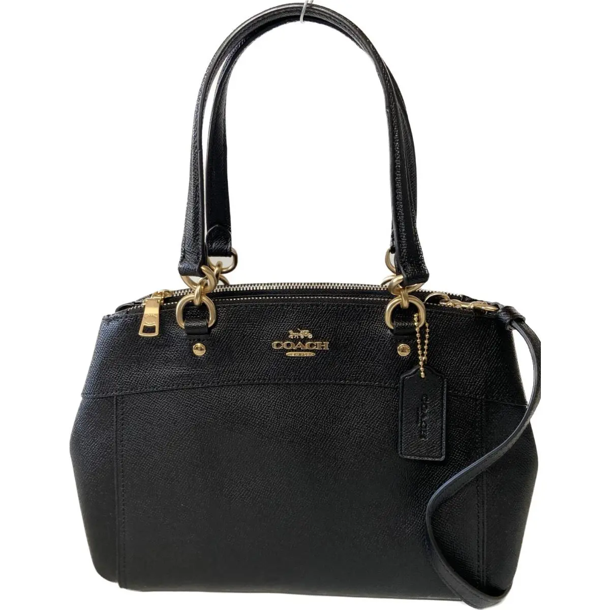Mini Brooke Carryall Satchel Crossgrain Leather Purse- Black by Coach