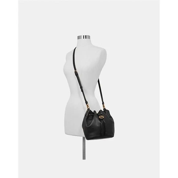 Coach F31412 Elle Leather Drawstring Shoulder / Crossbody in Black/old Brass