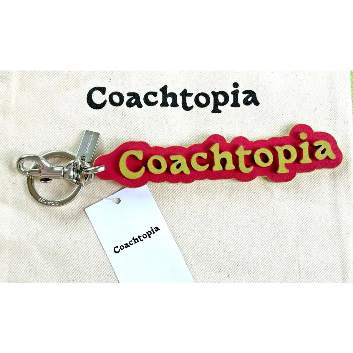 Coach Coachtopia Bag Charm:nwt Strawberry Haze/lime Green CL881