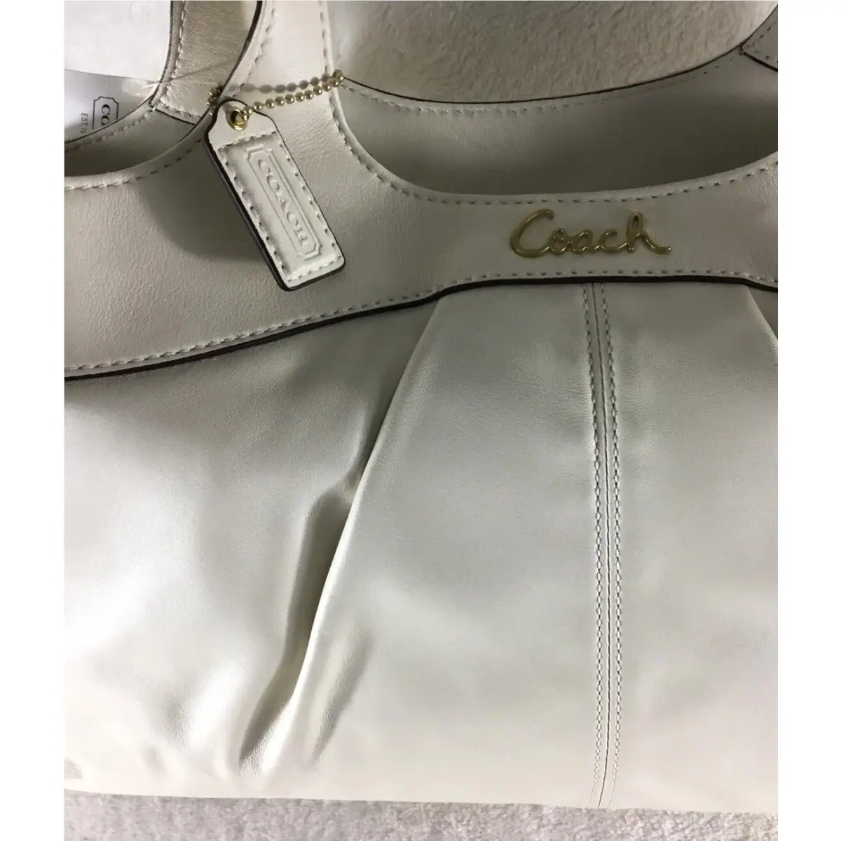 Coach Lexi White Cowhide Leather Satin Interior Satchel No. A1220-F18829