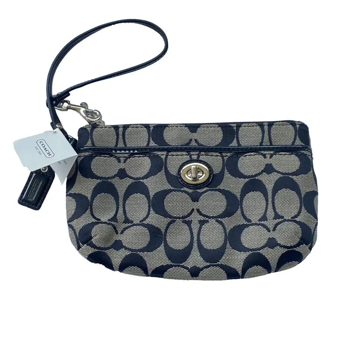 Coach Park Signature Medium Wristlet F49175 Silver Black White/black