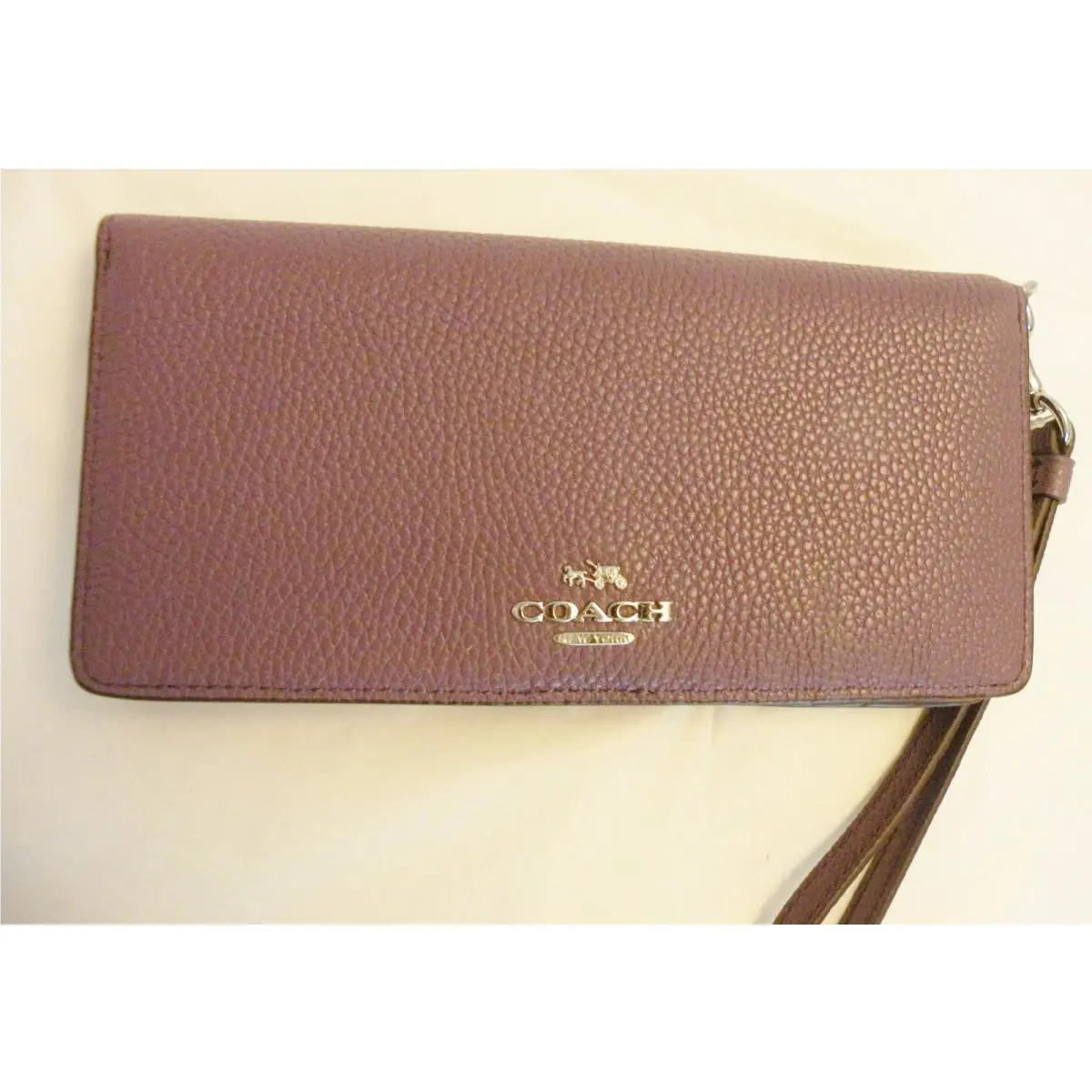 Coach 53759 Slim Wallet in Colorblock Leather Eggplant Multi Silver