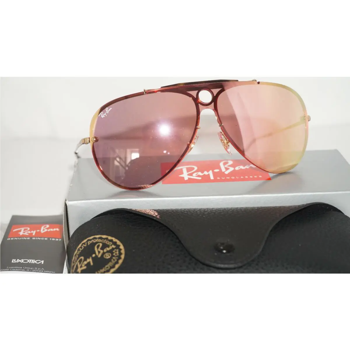 Ray-ban Sunglasses Blaze Shooter Gold Pink Mirror RB3581N 001/E4 32 140