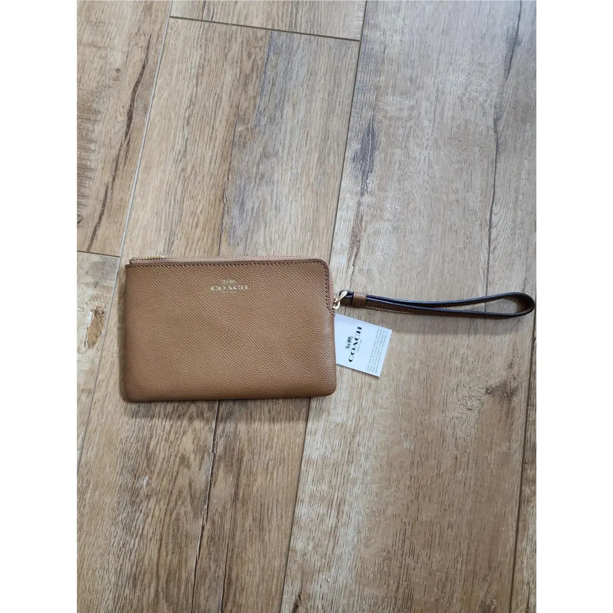 Coach Crossgrain Leather Corner Zip Wristlet Wallet Brown F58032