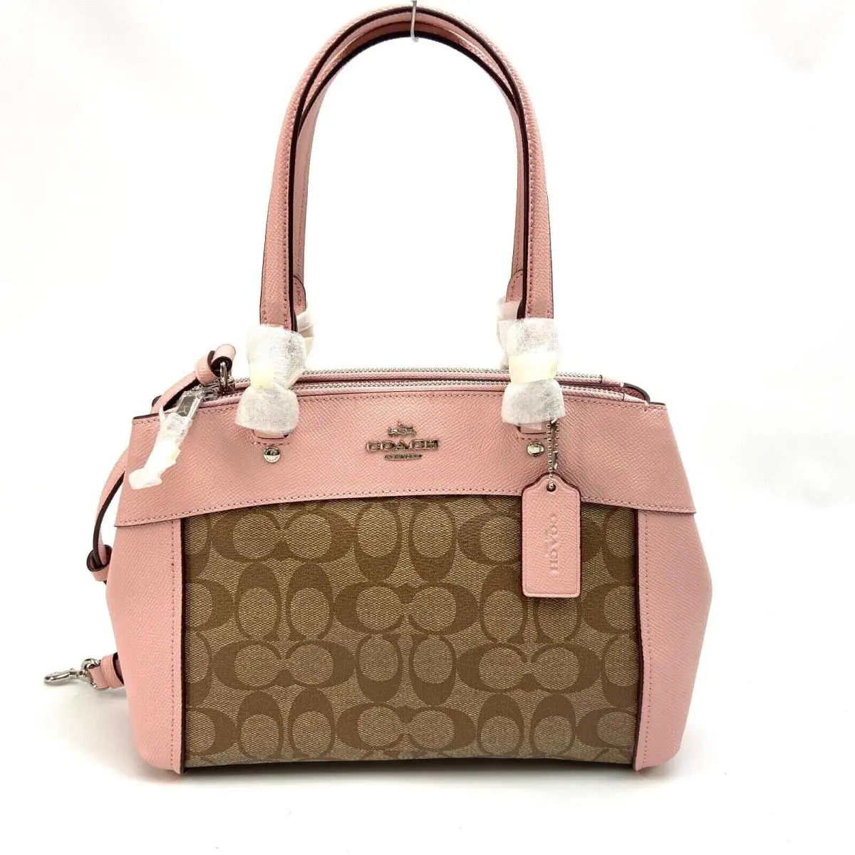 Coach Small Brooke Carryall Satchel Crossgrain Leather - Exterior: Khaki Blush 2, Hardware: Gold