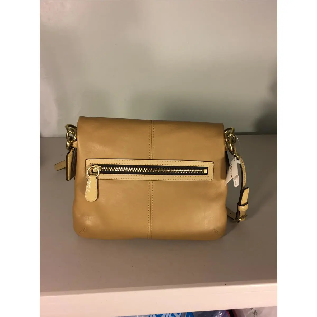 Coach F13388 Bonnie Leather Foldover Crossbody Camel/sand
