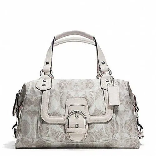Coach Campbell Snake C Print Satchel Shoulder Bag Purse Silver/dove Multi