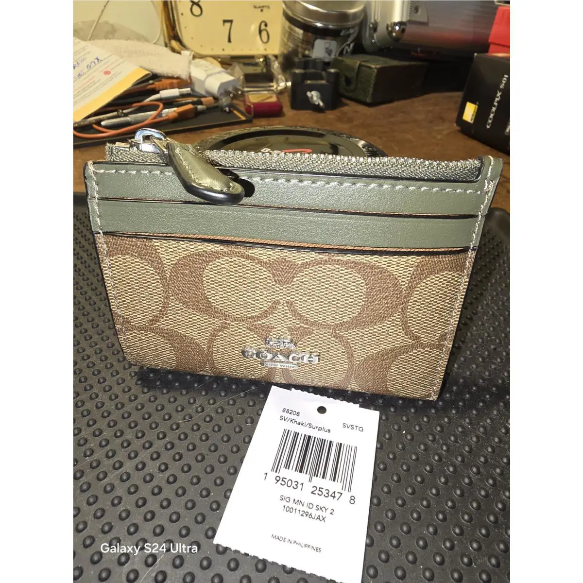 Woman`s Coach $cash Pouch Leather/canvas Nwt