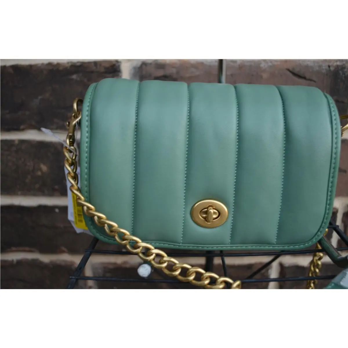 Coach Dinky 18 Mini Washed Green Nappa Leather Crossbody C3843