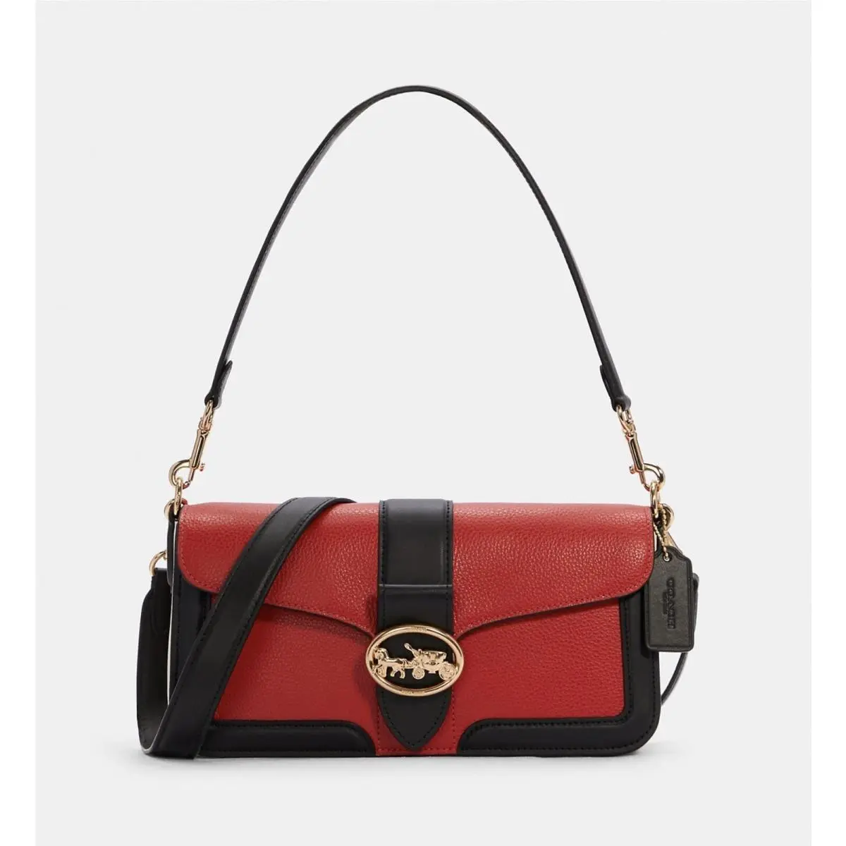 Coach Georgie Shoulder Bag in Colorblock Gold/bring Poppy Multi 6019