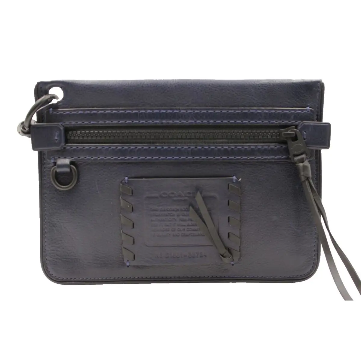 Pouch 22 Whipstitch Clutch Dark Navy Leather Zipper 38724 by Coach