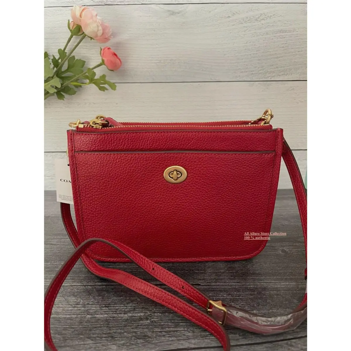 BN Coach Slim Crossbody Brick Red C6663