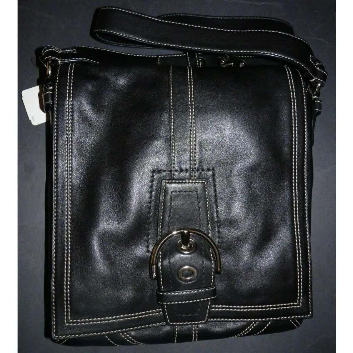 F10040 Coach Soho Leather Hip Flap Shoulder-crossbody Bag Black Super Soft