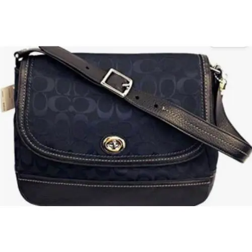 W/tags Coach Black/silver Park Signature Flap Bag F23933 Below Retail - Handle/Strap: Black, Hardware: Silver, Exterior: Black