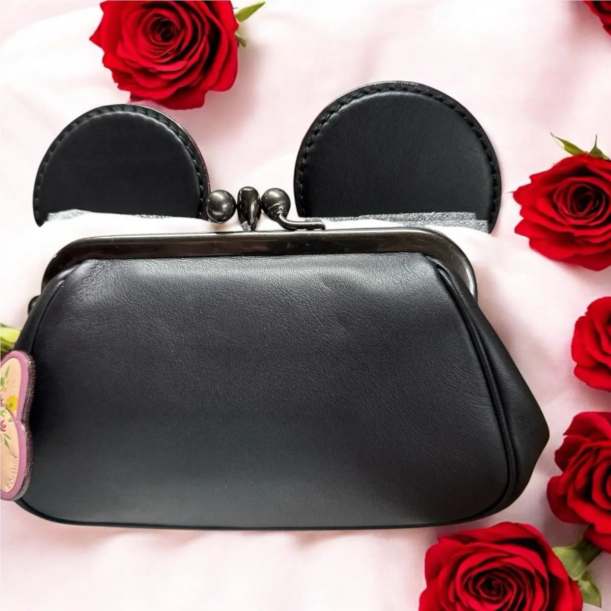 Coach Disney Collaboration Minnie Clutch Bag Wristlet Leather Black 50149c