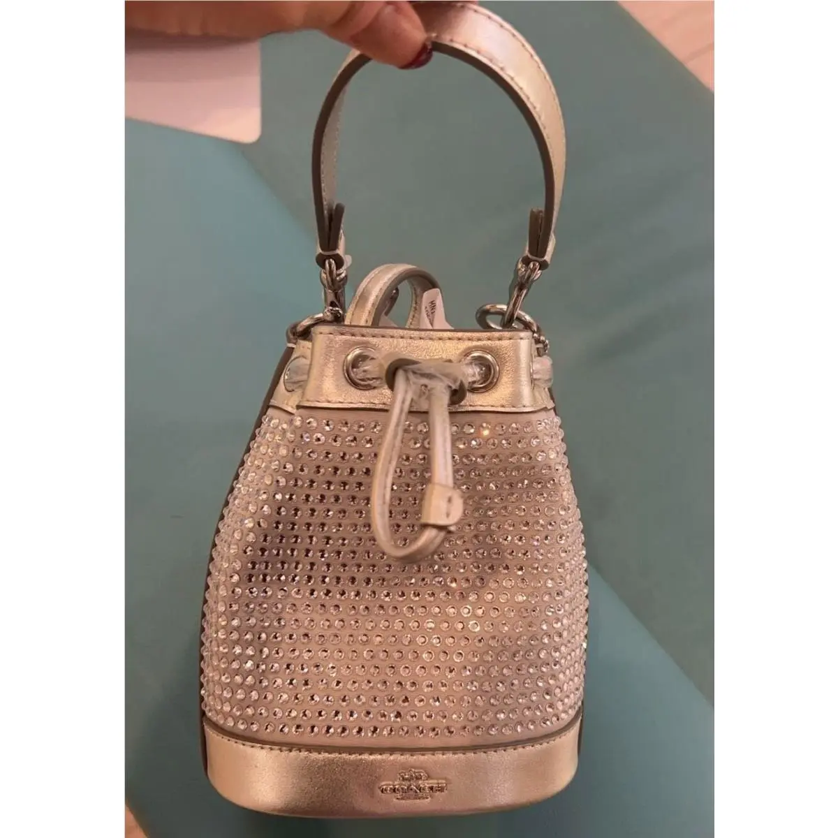 Coach Mini Bucket Bag with Crystal CW301 Sliver Color