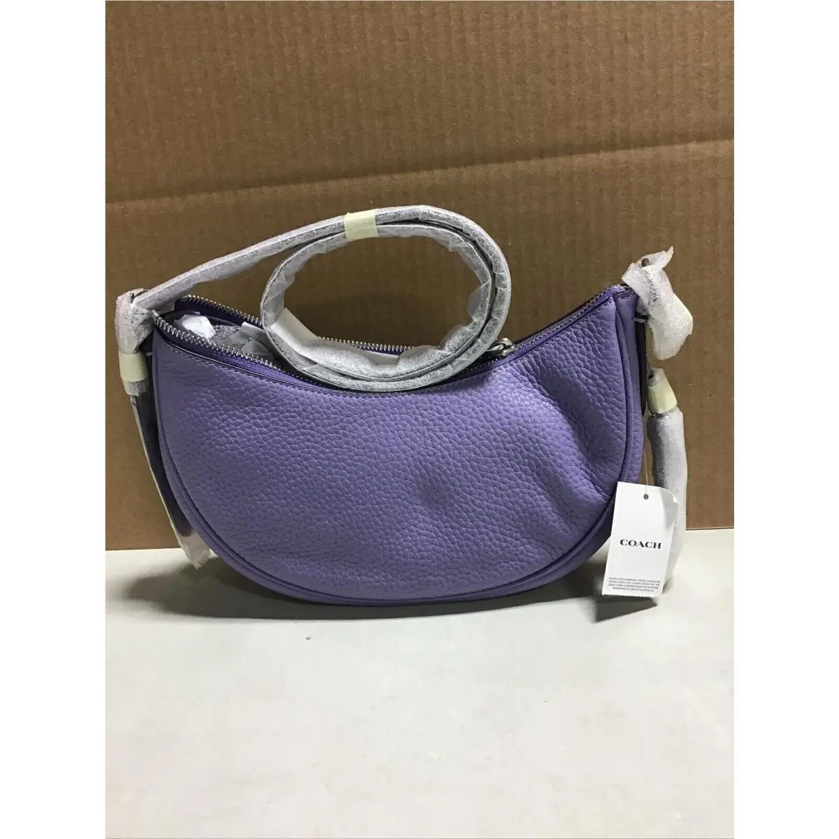 Womens Coach Soft Pebble Leather Luna Shoulder Bag Light Violet One Size